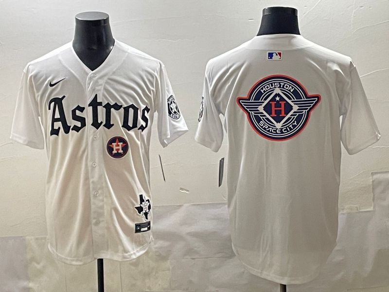 Men 2025 Houston Astros Blank White Five generations Joint Name Nike MLB Jersey style 34->houston astros->MLB Jersey